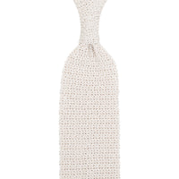 Crunchy Silk Knit Tie - White