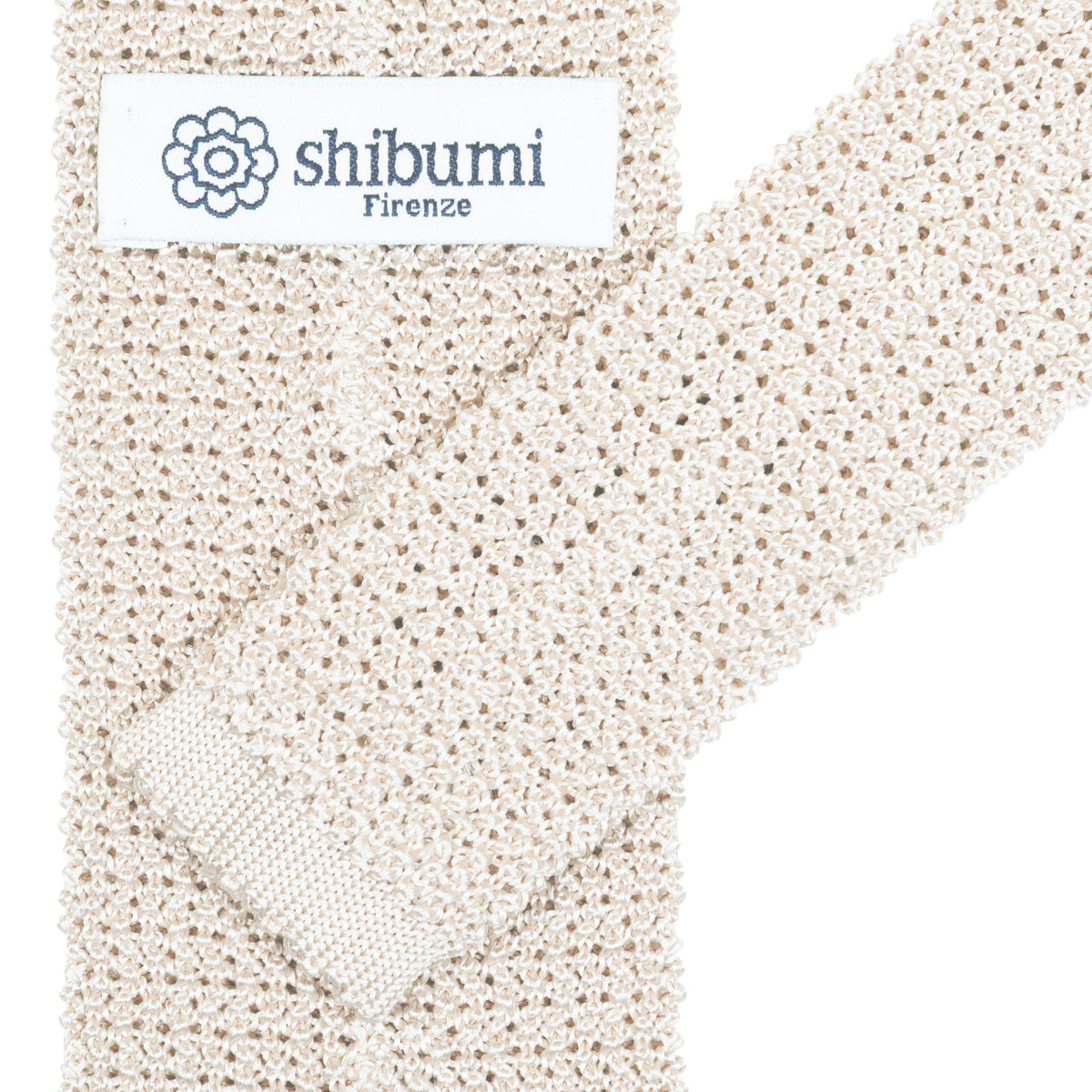 Crunchy Silk Knit Tie - White