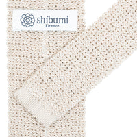 Crunchy Silk Knit Tie - White