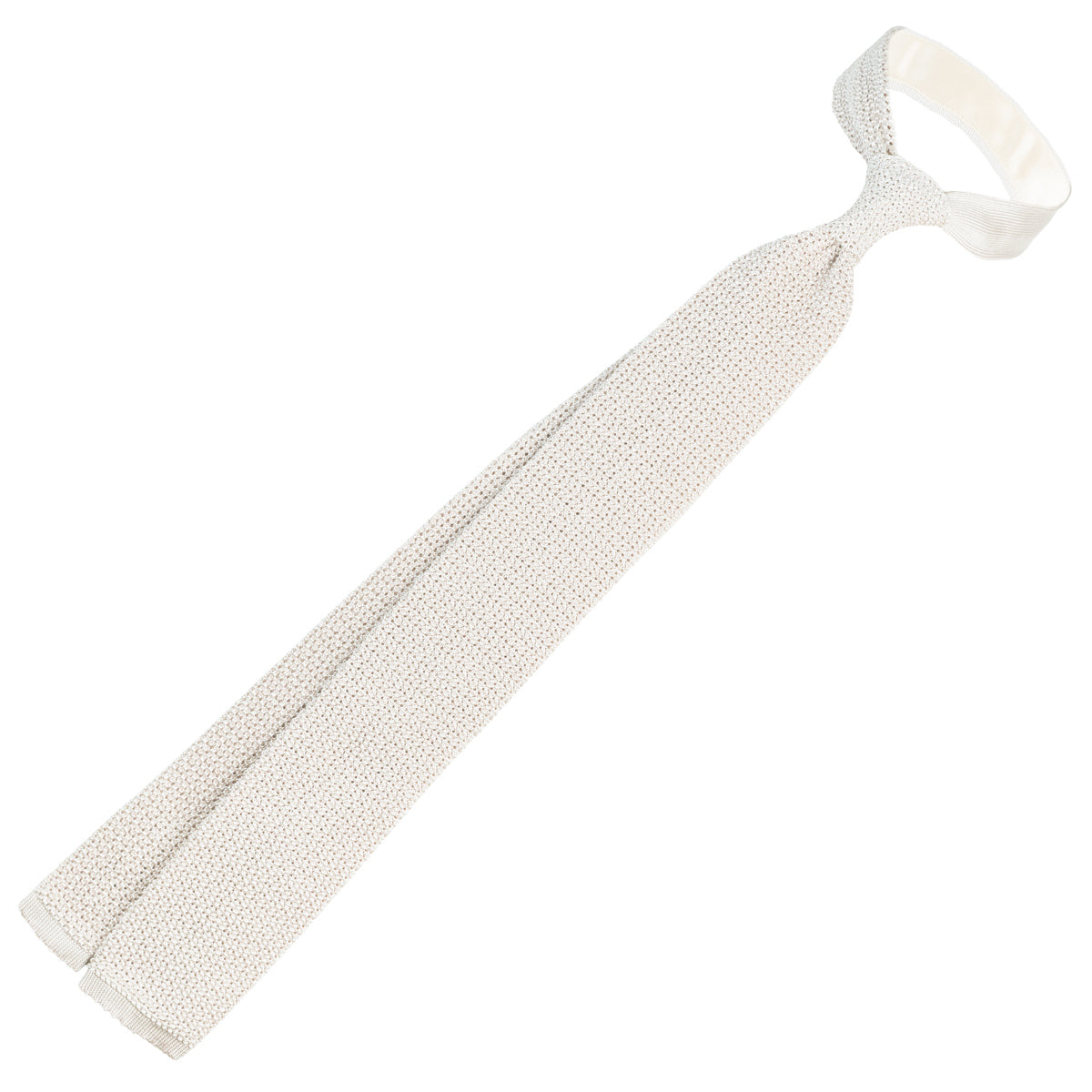Crunchy Silk Knit Tie - White