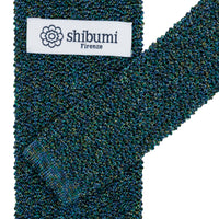 Crunchy Silk Knit Tie - Green Mottled