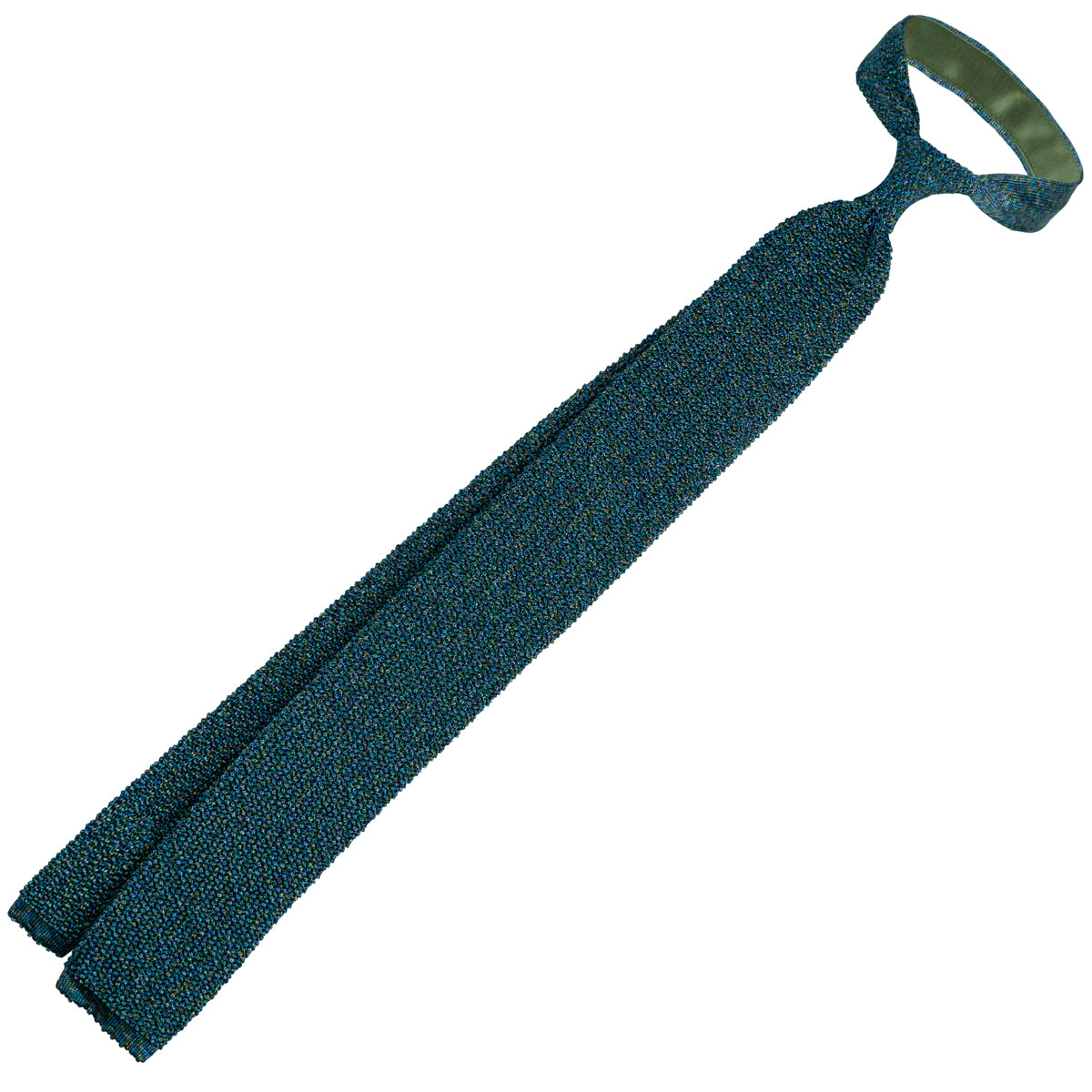 Crunchy Silk Knit Tie - Green Mottled
