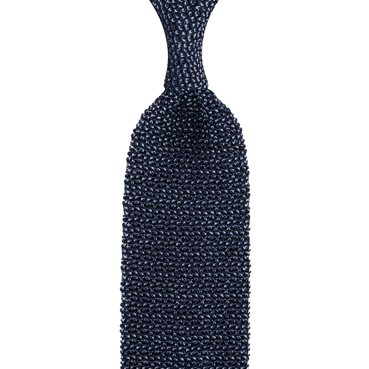 Crunchy Silk Knit Tie - Navy / Grey Mottled