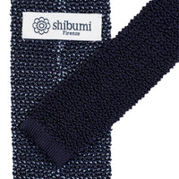 Crunchy Silk Knit Tie - Navy / Grey Mottled