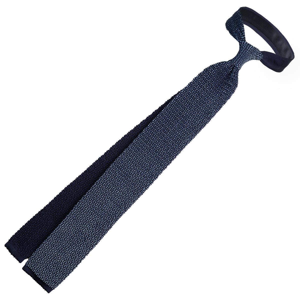 Crunchy Silk Knit Tie - Navy / Grey Mottled