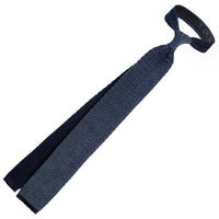 Crunchy Silk Knit Tie - Navy / Grey Mottled