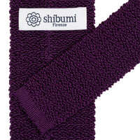 Crunchy Silk Knit Tie - Eggplant