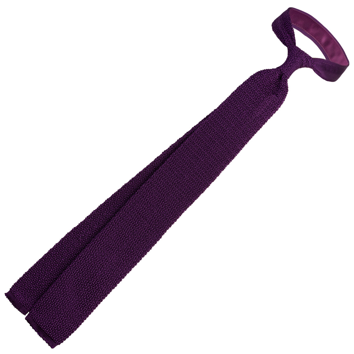 Crunchy Silk Knit Tie - Eggplant
