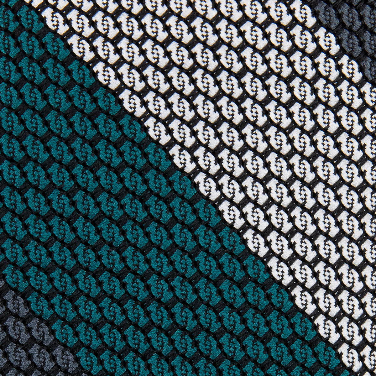 Kuska Handwoven Striped Grossa Grenadine Tie - Grey / White / Forest