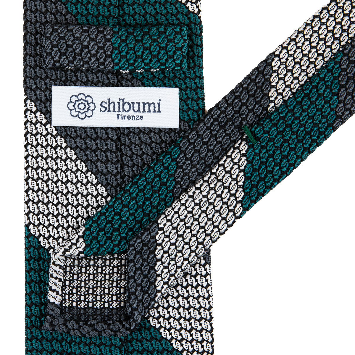 Kuska Handwoven Striped Grossa Grenadine Tie - Grey / White / Forest