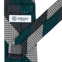 Kuska Handwoven Striped Grossa Grenadine Tie - Grey / White / Forest