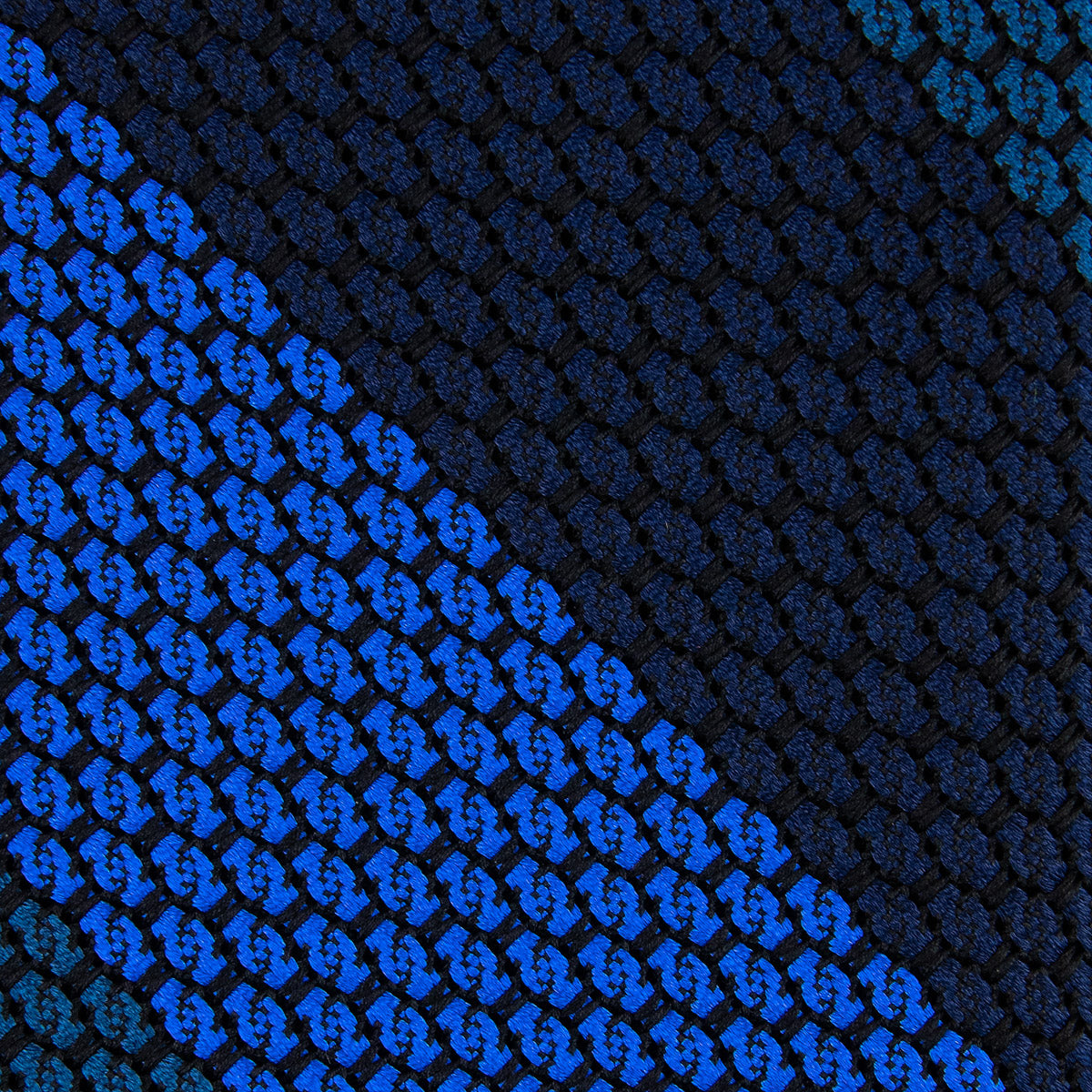 Kuska Handwoven Striped Grossa Grenadine Tie - Navy / Denim / Blue