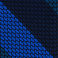 Kuska Handwoven Striped Grossa Grenadine Tie - Navy / Denim / Blue