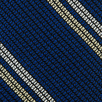 Kuska Handwoven Striped Fina Grenadine Silk Tie - Light Navy