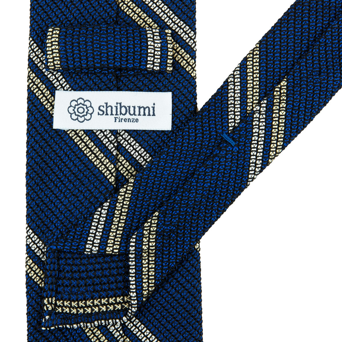 Kuska Handwoven Striped Fina Grenadine Silk Tie - Light Navy