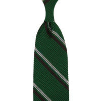 Kuska Handwoven Striped Fina Grenadine Silk Tie - Forest