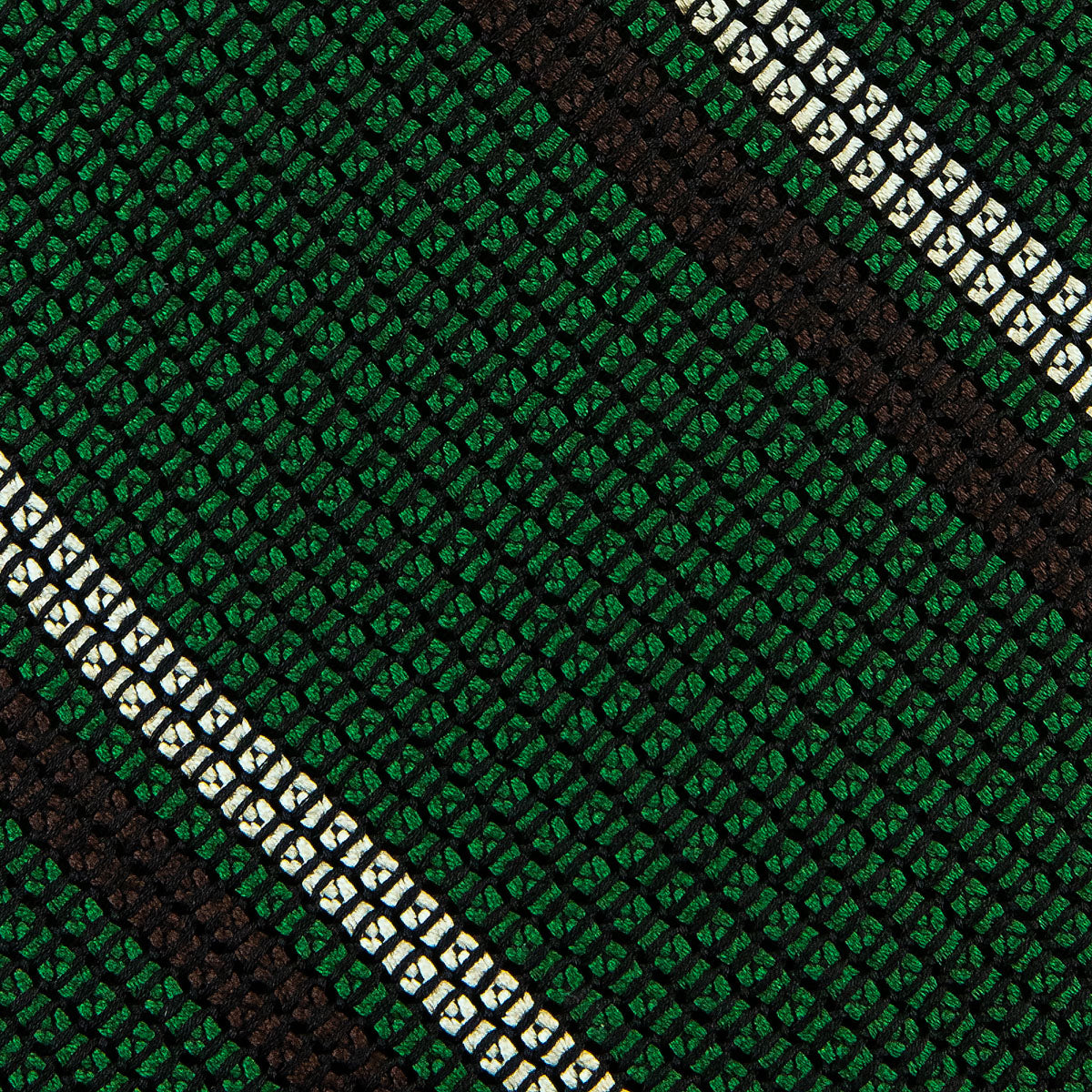 Kuska Handwoven Striped Fina Grenadine Silk Tie - Forest