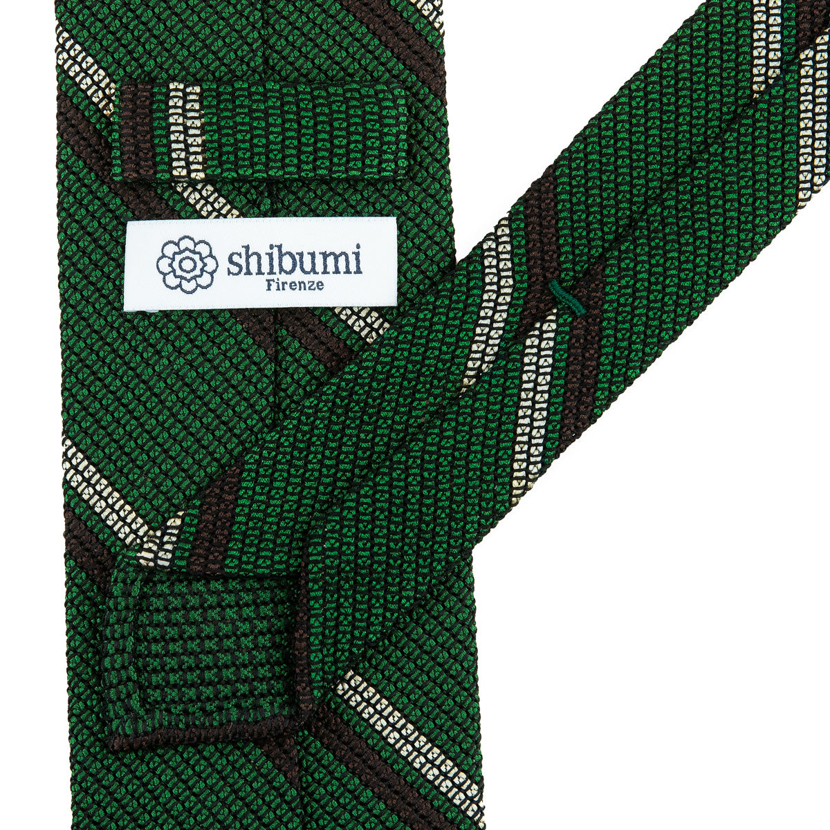 Kuska Handwoven Striped Fina Grenadine Silk Tie - Forest