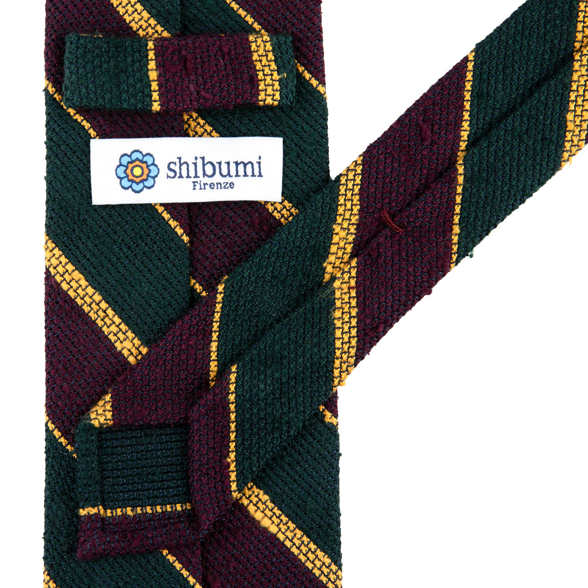 Shantung Grenadine Silk Tie - Burgundy / Yellow / Forest