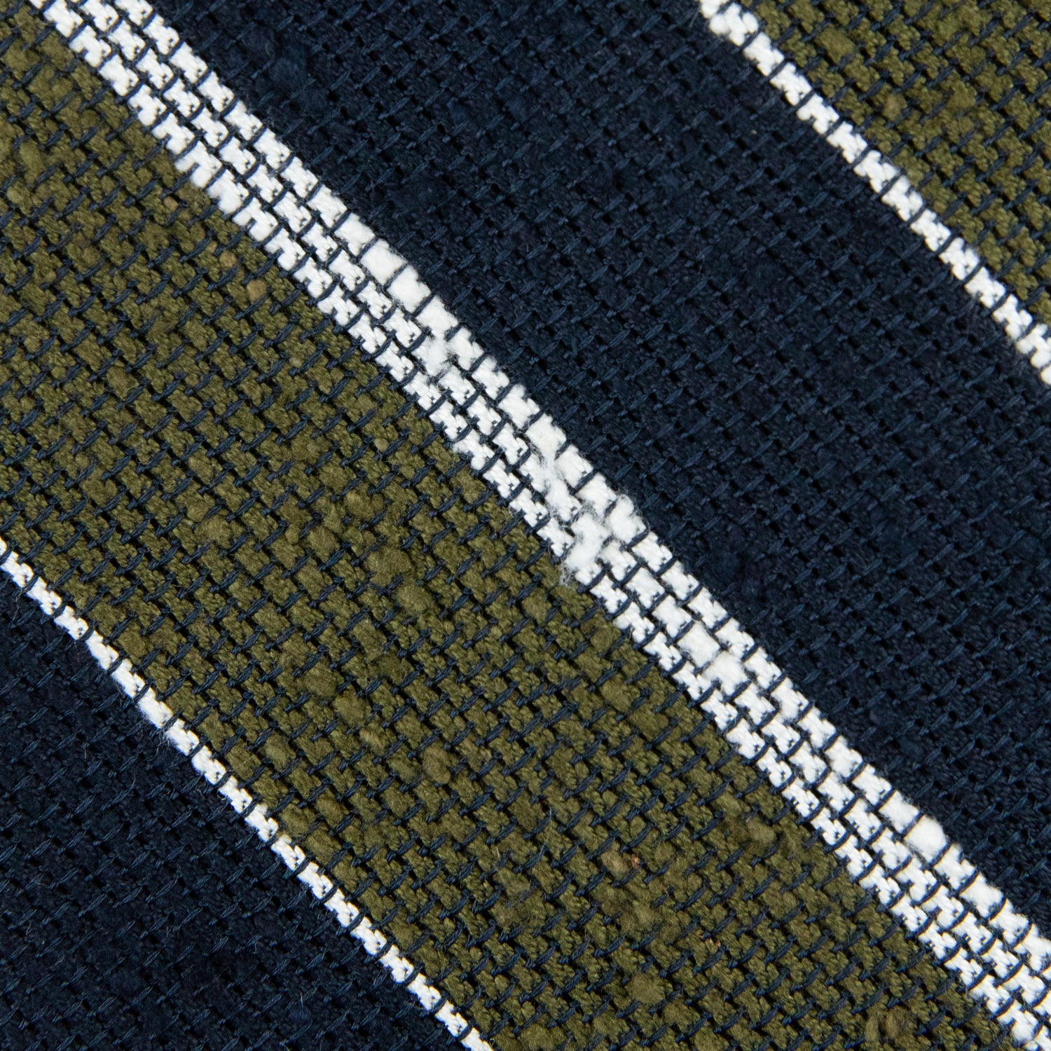 Shantung Grenadine Silk Tie - Olive / Navy / White