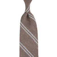 Double Bar Shantung Grenadine Tie - Beige - Hand-Rolled