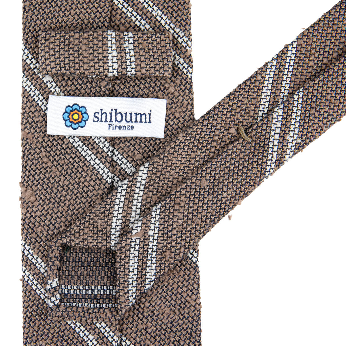 Double Bar Shantung Grenadine Tie - Beige - Hand-Rolled