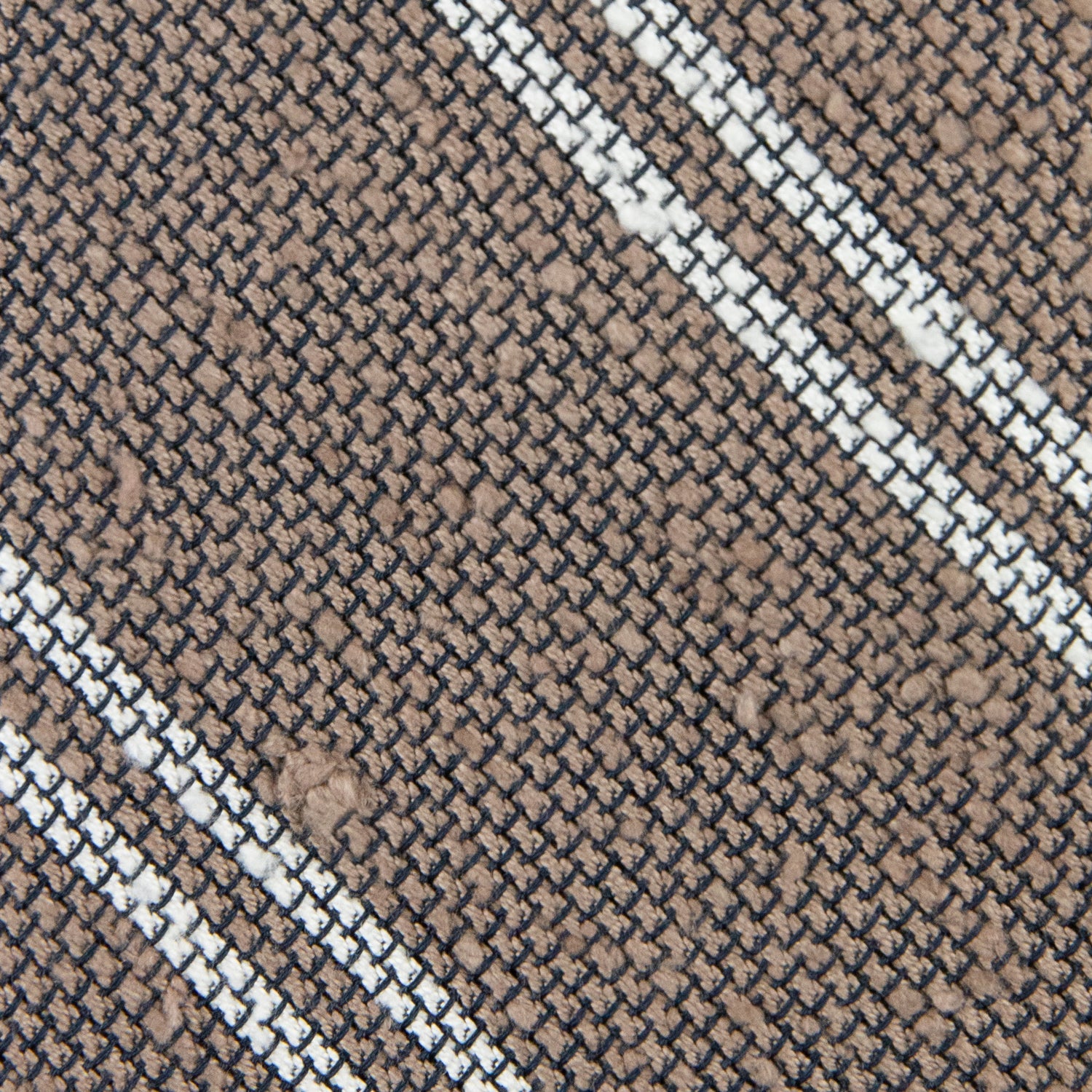 Double Bar Shantung Grenadine Tie - Beige - Hand-Rolled