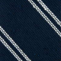 Double Bar Shantung Grenadine Tie - Navy - Hand-Rolled