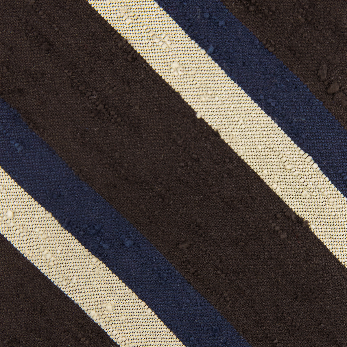 Striped Shantung Silk Tie - Chocolate / Navy / Cream