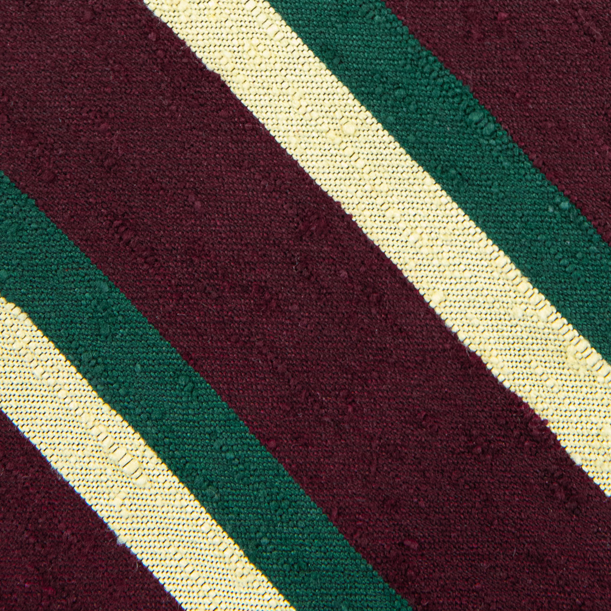 Striped Shantung Silk Tie - Beet / Forest / Pale Yellow
