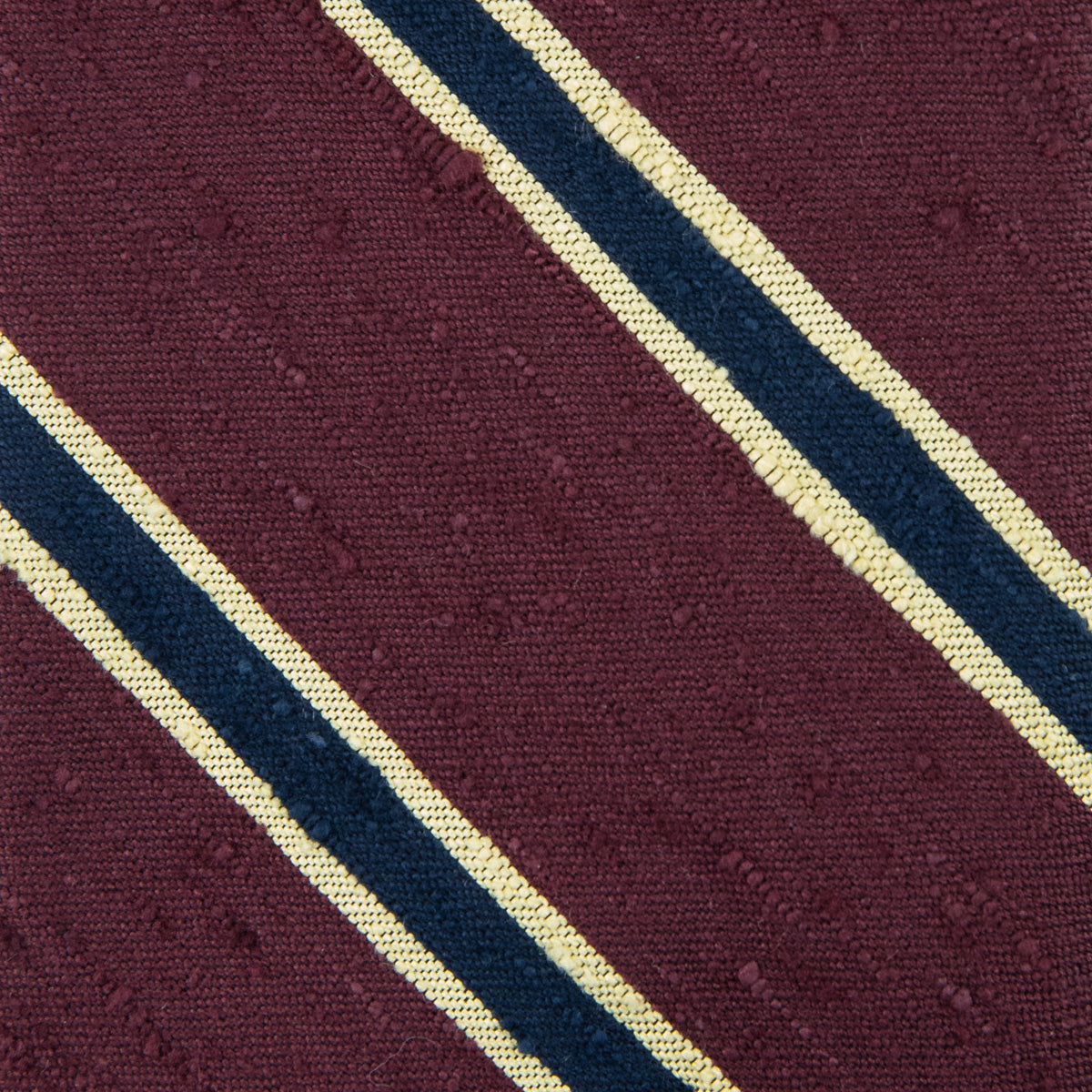 Striped Shantung Silk Tie - Burgundy - Hand-Rolled