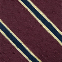 Striped Shantung Silk Tie - Burgundy - Hand-Rolled