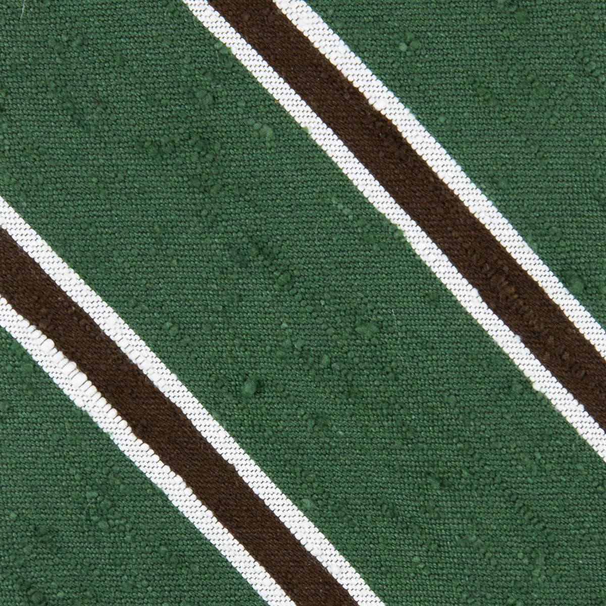 Striped Shantung Silk Tie - Olive - Hand-Rolled