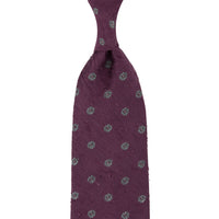 Floral Shantung Silk Tie - Eggplant - Hand-Rolled