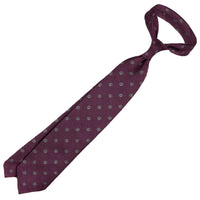 Floral Shantung Silk Tie - Eggplant - Hand-Rolled
