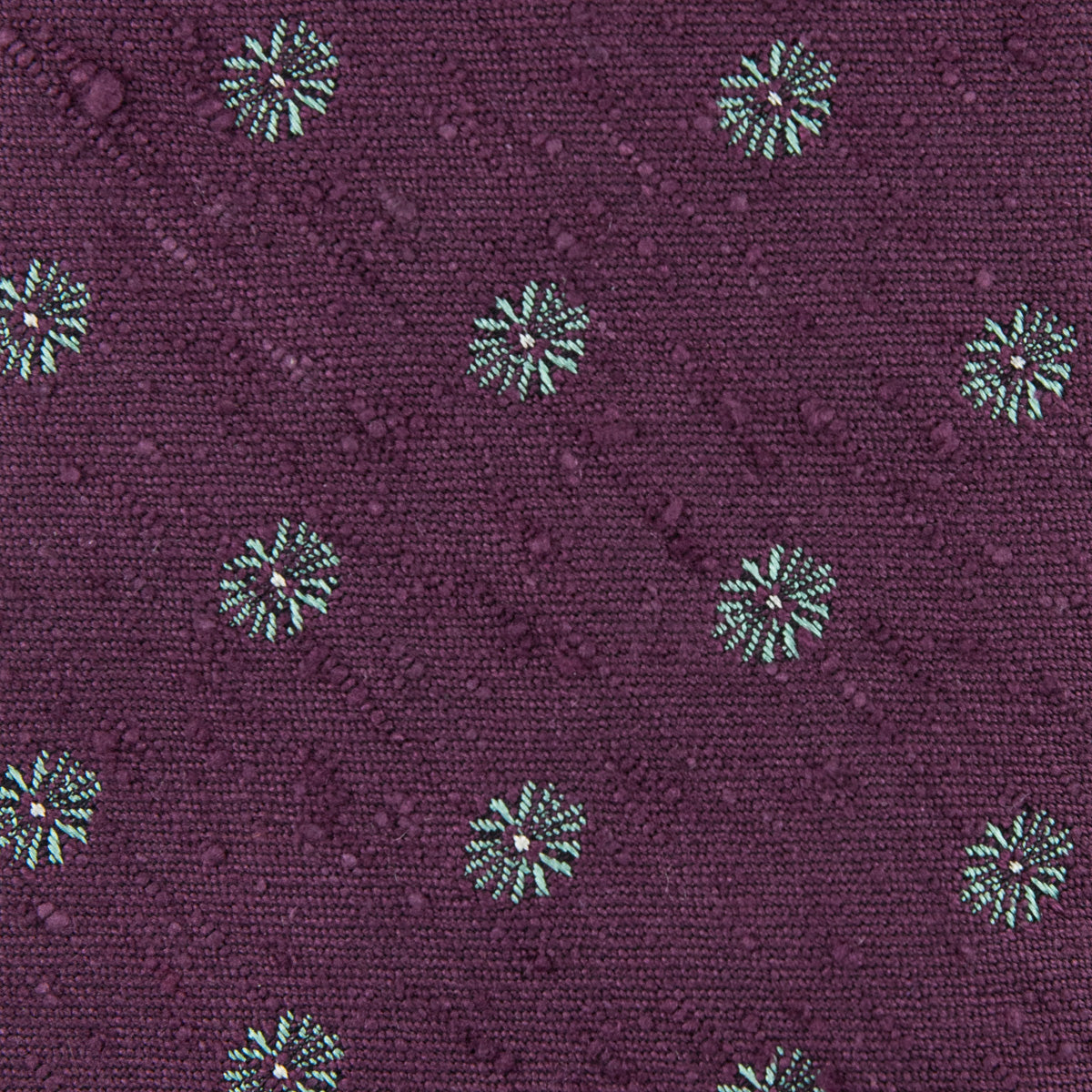 Floral Shantung Silk Tie - Eggplant - Hand-Rolled
