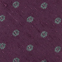 Floral Shantung Silk Tie - Eggplant - Hand-Rolled