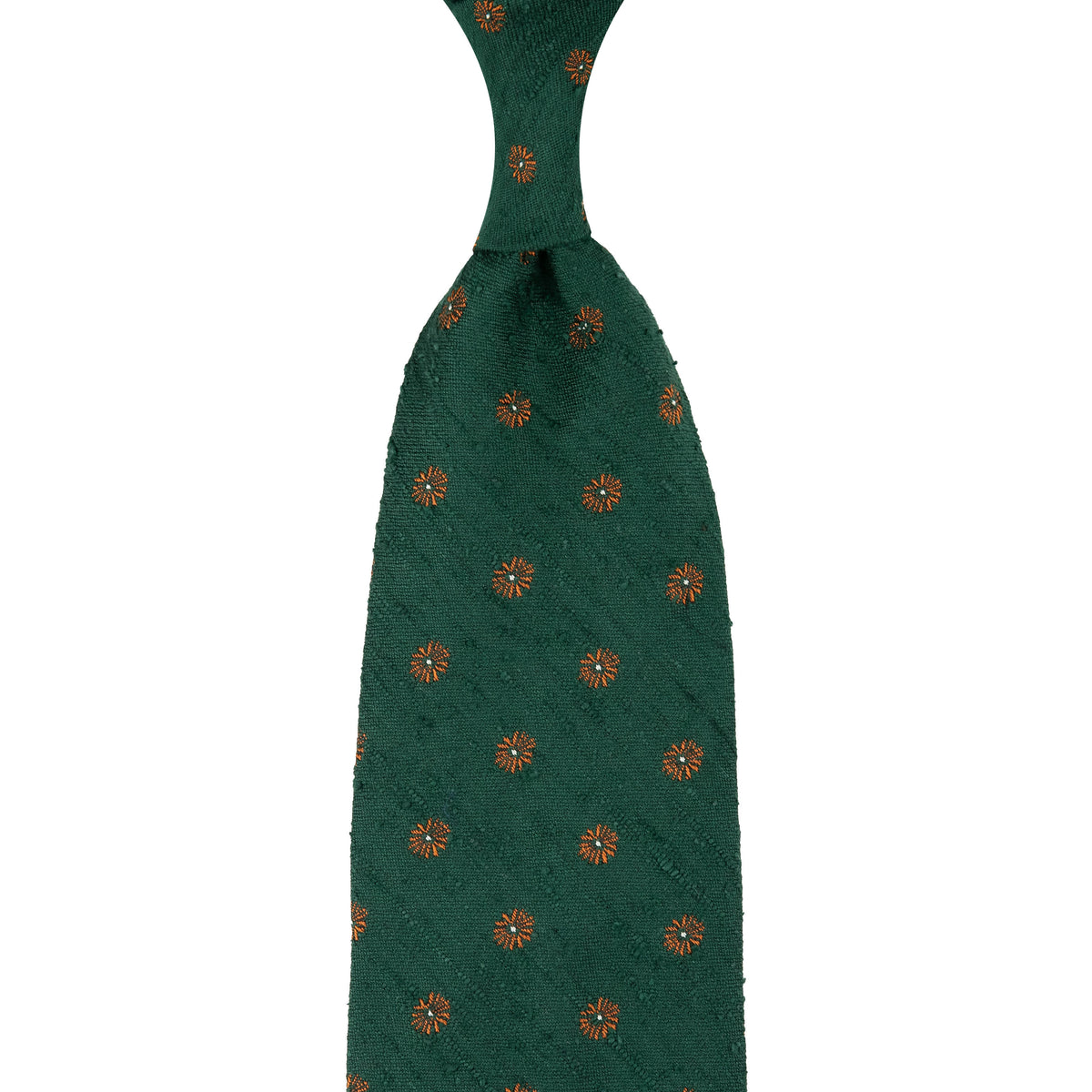 Floral Shantung Silk Tie - Forest - Hand-Rolled