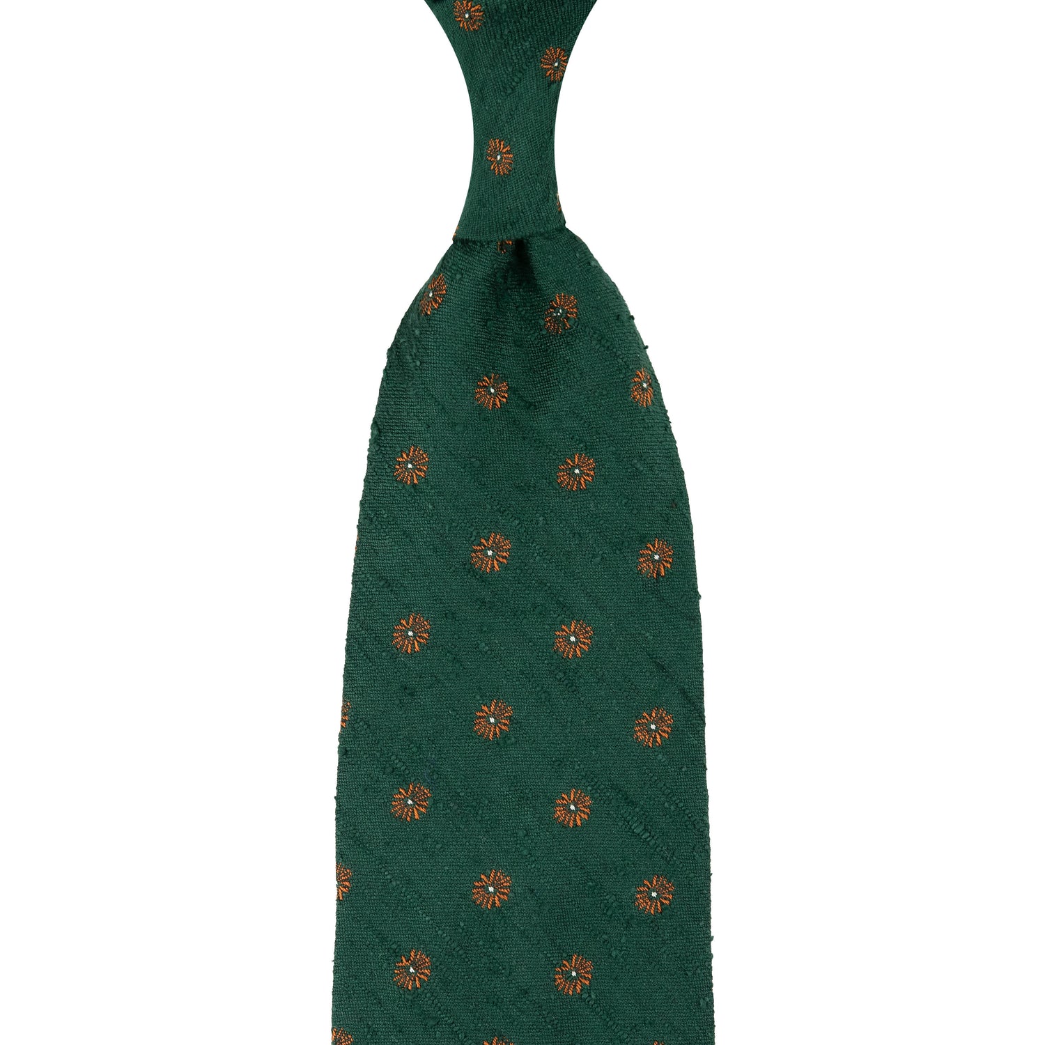 Floral Shantung Silk Tie - Forest - Hand-Rolled