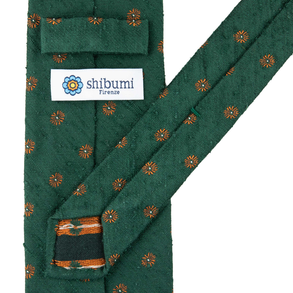 Floral Shantung Silk Tie - Forest - Hand-Rolled