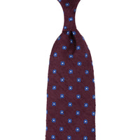 Floral Shantung Silk Tie - Burgundy - Hand-Rolled