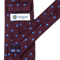 Floral Shantung Silk Tie - Burgundy - Hand-Rolled