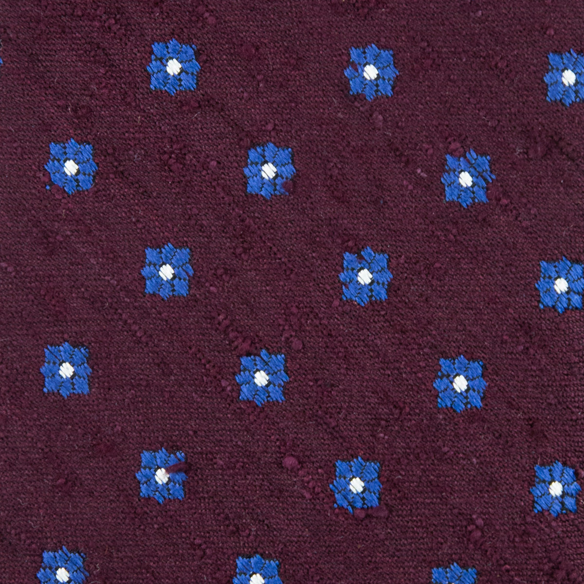 Floral Shantung Silk Tie - Burgundy - Hand-Rolled