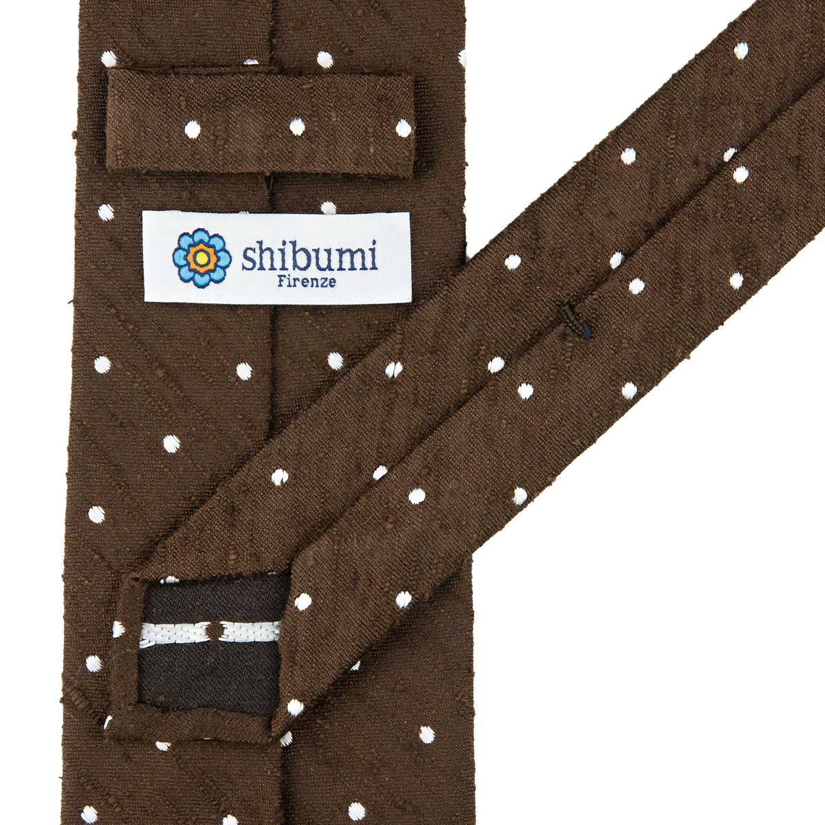 Dotted Shantung Silk Tie - Brown - Hand-Rolled