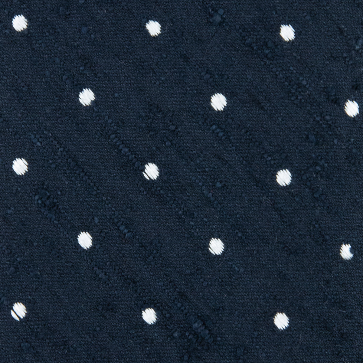 Dotted Shantung Silk Tie - Navy - Hand-Rolled
