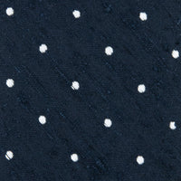 Dotted Shantung Silk Tie - Navy - Hand-Rolled
