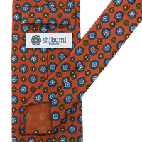 Floral Printed Silk Tie - Rust - Hand-Rolled