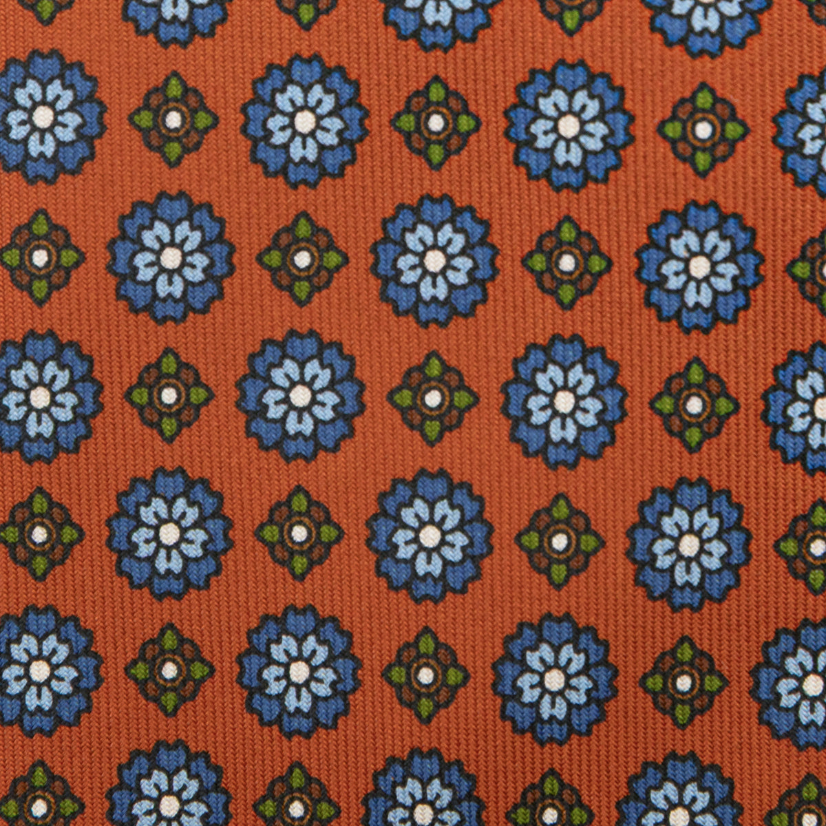 Floral Printed Silk Tie - Rust - Hand-Rolled