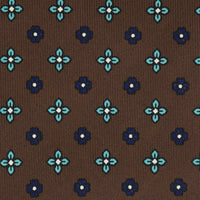 Floral Printed Silk Tie - Chocolate - Hand-Rolled