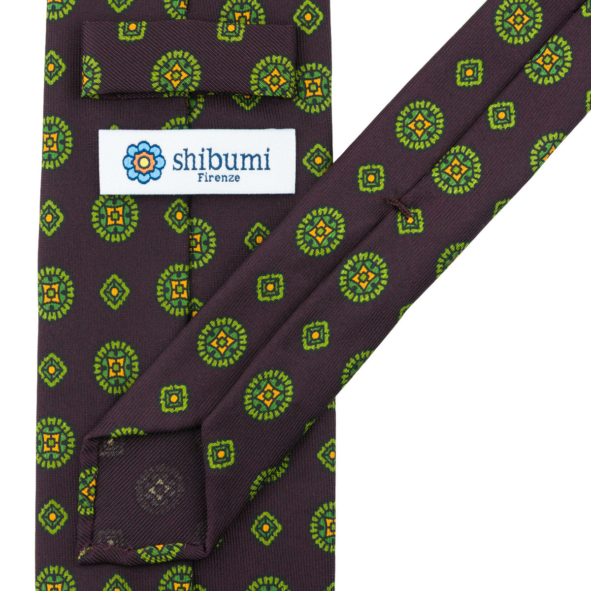 Floral Printed Silk Tie - Eggplant - Hand-Rolled